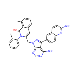 Cc1ccccc1-n1c(Cn2nc(-c3ccc4nc(N)ccc4c3)c3c(N)ncnc32)cc2cccc(C)c2c1=O ZINC000088346040