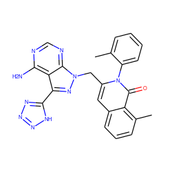 Cc1ccccc1-n1c(Cn2nc(-c3nnn[nH]3)c3c(N)ncnc32)cc2cccc(C)c2c1=O ZINC000088345654