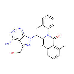 Cc1ccccc1-n1c(Cn2nc(CO)c3c(N)ncnc32)cc2cccc(C)c2c1=O ZINC000088345656