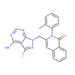 Cc1ccccc1-n1c(Cn2nc(I)c3c(N)ncnc32)cc2ccccc2c1=O ZINC000088345673