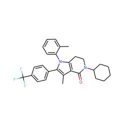 Cc1ccccc1-n1c2c(c(C)c1-c1ccc(C(F)(F)F)cc1)C(=O)N(C1CCCCC1)CC2 ZINC000028706556