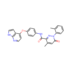 Cc1ccccc1-n1nc(C(=O)Nc2ccc(Oc3ccnc4[nH]ccc34)cc2)c(C)cc1=O ZINC001772620357