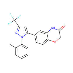 Cc1ccccc1-n1nc(C(F)(F)F)cc1-c1ccc2c(c1)NC(=O)CO2 ZINC000082152704