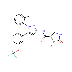 Cc1ccccc1-n1nc(NC(=O)[C@H]2CNC(=O)[C@@H]2C)cc1-c1cccc(OC(F)(F)F)c1 ZINC000169707158