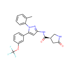 Cc1ccccc1-n1nc(NC(=O)[C@H]2CNC(=O)C2)cc1-c1cccc(OC(F)(F)F)c1 ZINC000169707095