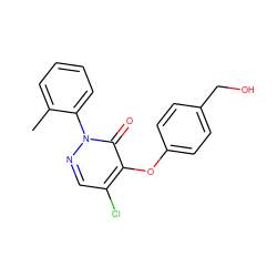 Cc1ccccc1-n1ncc(Cl)c(Oc2ccc(CO)cc2)c1=O ZINC000095595623