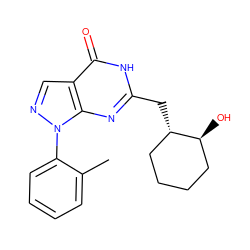 Cc1ccccc1-n1ncc2c(=O)[nH]c(C[C@H]3CCCC[C@@H]3O)nc21 ZINC000036423055