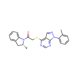 Cc1ccccc1-n1ncc2c(SCC(=O)N3c4ccccc4C[C@H]3C)ncnc21 ZINC000001346290