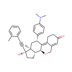 Cc1ccccc1C#C[C@]1(O)CC[C@H]2[C@@H]3OCC4=CC(=O)CCC4=C3[C@@H](c3ccc(N(C)C)cc3)C[C@@]21C ZINC000028818021