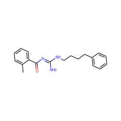 Cc1ccccc1C(=O)/N=C(\N)NCCCCc1ccccc1 ZINC000026846392