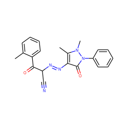 Cc1ccccc1C(=O)C(C#N)N=Nc1c(C)n(C)n(-c2ccccc2)c1=O ZINC000253989066