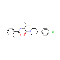 Cc1ccccc1C(=O)N[C@@H](C(=O)N1CCC(c2ccc(Cl)cc2)CC1)C(C)C ZINC000095575673