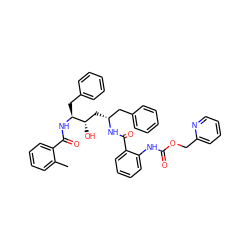 Cc1ccccc1C(=O)N[C@@H](Cc1ccccc1)[C@@H](O)C[C@H](Cc1ccccc1)NC(=O)c1ccccc1NC(=O)OCc1ccccn1 ZINC000027105081