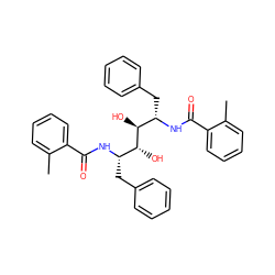 Cc1ccccc1C(=O)N[C@@H](Cc1ccccc1)[C@H](O)[C@H](O)[C@H](Cc1ccccc1)NC(=O)c1ccccc1C ZINC000029411041