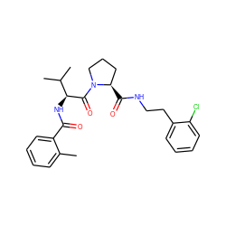 Cc1ccccc1C(=O)N[C@H](C(=O)N1CCC[C@H]1C(=O)NCCc1ccccc1Cl)C(C)C ZINC000095602294