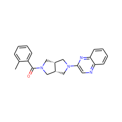 Cc1ccccc1C(=O)N1C[C@@H]2CN(c3cnc4ccccc4n3)C[C@@H]2C1 ZINC000167255038