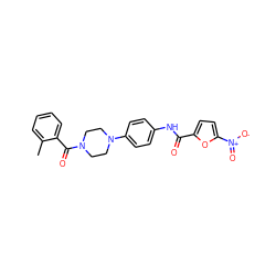 Cc1ccccc1C(=O)N1CCN(c2ccc(NC(=O)c3ccc([N+](=O)[O-])o3)cc2)CC1 ZINC000000803499