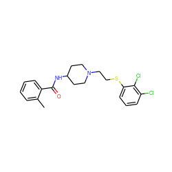 Cc1ccccc1C(=O)NC1CCN(CCSc2cccc(Cl)c2Cl)CC1 ZINC000095578395