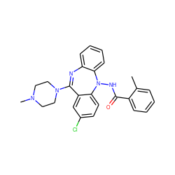 Cc1ccccc1C(=O)NN1c2ccccc2N=C(N2CCN(C)CC2)c2cc(Cl)ccc21 ZINC000036089505