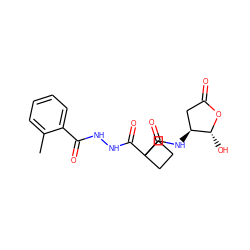 Cc1ccccc1C(=O)NNC(=O)C1(C(=O)N[C@H]2CC(=O)O[C@@H]2O)CCC1 ZINC000036092969