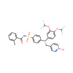 Cc1ccccc1C(=O)NS(=O)(=O)c1ccc([C@@H](Cc2cc[n+]([O-])cc2)c2ccc(OC(F)F)c(OC(F)F)c2)cc1 ZINC000029234504