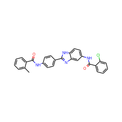 Cc1ccccc1C(=O)Nc1ccc(-c2nc3cc(NC(=O)c4ccccc4Cl)ccc3[nH]2)cc1 ZINC000038147875