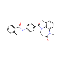 Cc1ccccc1C(=O)Nc1ccc(C(=O)N2CCC(=O)N(C)c3cccc(C)c32)cc1 ZINC000198717999