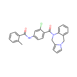 Cc1ccccc1C(=O)Nc1ccc(C(=O)N2Cc3cccn3Cc3ccccc32)c(Cl)c1 ZINC000013780029