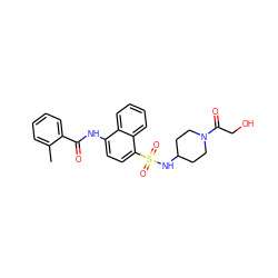 Cc1ccccc1C(=O)Nc1ccc(S(=O)(=O)NC2CCN(C(=O)CO)CC2)c2ccccc12 ZINC000035242676