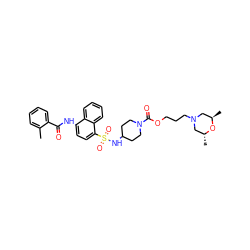 Cc1ccccc1C(=O)Nc1ccc(S(=O)(=O)NC2CCN(C(=O)OCCCN3C[C@@H](C)O[C@H](C)C3)CC2)c2ccccc12 ZINC000028603997