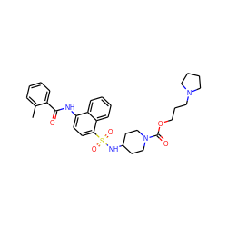 Cc1ccccc1C(=O)Nc1ccc(S(=O)(=O)NC2CCN(C(=O)OCCCN3CCCC3)CC2)c2ccccc12 ZINC000038151319