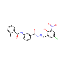 Cc1ccccc1C(=O)Nc1cccc(C(=O)N/N=C/c2cc(Cl)cc([N+](=O)[O-])c2O)c1 ZINC000013543989