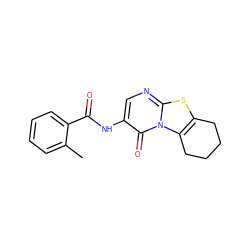 Cc1ccccc1C(=O)Nc1cnc2sc3c(n2c1=O)CCCC3 ZINC000009029129