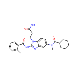 Cc1ccccc1C(=O)Nc1nc2cc(N(C)C(=O)C3CCCCC3)ccc2n1CCC(N)=O ZINC000040943024