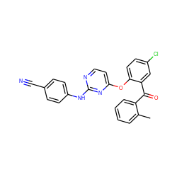 Cc1ccccc1C(=O)c1cc(Cl)ccc1Oc1ccnc(Nc2ccc(C#N)cc2)n1 ZINC000096923772