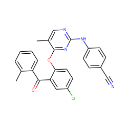 Cc1ccccc1C(=O)c1cc(Cl)ccc1Oc1nc(Nc2ccc(C#N)cc2)ncc1C ZINC000096928898