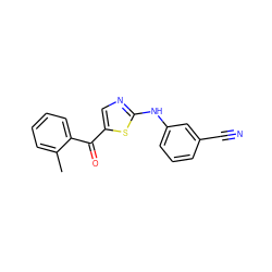 Cc1ccccc1C(=O)c1cnc(Nc2cccc(C#N)c2)s1 ZINC000028340240