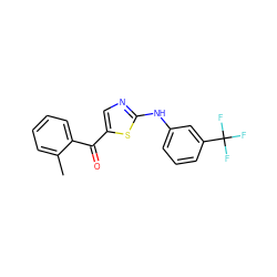 Cc1ccccc1C(=O)c1cnc(Nc2cccc(C(F)(F)F)c2)s1 ZINC000028344924