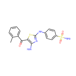 Cc1ccccc1C(=O)c1sc(Nc2ccc(S(N)(=O)=O)cc2)nc1N ZINC000095921159