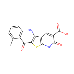 Cc1ccccc1C(=O)c1sc2[nH]c(=O)c(C(=O)O)cc2c1N ZINC000028902824