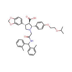 Cc1ccccc1C(NC(=O)CN1C[C@H](c2ccc3c(c2)OCO3)[C@@H](C(=O)O)[C@@H]1c1ccc(OCCOC(C)C)cc1)c1ccccc1C ZINC000003981332