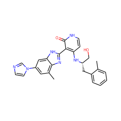 Cc1ccccc1C[C@@H](CO)Nc1cc[nH]c(=O)c1-c1nc2c(C)cc(-n3ccnc3)cc2[nH]1 ZINC000028893826