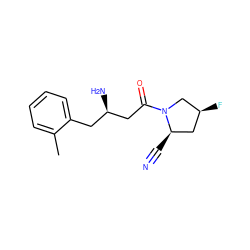 Cc1ccccc1C[C@@H](N)CC(=O)N1C[C@@H](F)C[C@H]1C#N ZINC000299832338