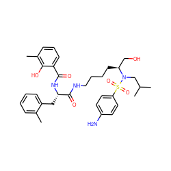 Cc1ccccc1C[C@H](NC(=O)c1cccc(C)c1O)C(=O)NCCCC[C@@H](CO)N(CC(C)C)S(=O)(=O)c1ccc(N)cc1 ZINC000148972977