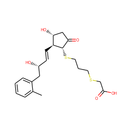 Cc1ccccc1C[C@H](O)/C=C/[C@H]1[C@H](O)CC(=O)[C@@H]1SCCCSCC(=O)O ZINC000013836434