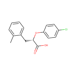 Cc1ccccc1C[C@H](Oc1ccc(Cl)cc1)C(=O)O ZINC000040977627