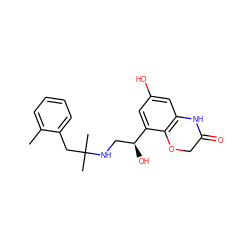 Cc1ccccc1CC(C)(C)NC[C@H](O)c1cc(O)cc2c1OCC(=O)N2 ZINC000045370141