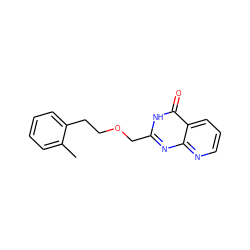 Cc1ccccc1CCOCc1nc2ncccc2c(=O)[nH]1 ZINC000058592104