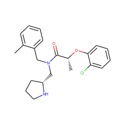 Cc1ccccc1CN(C[C@H]1CCCN1)C(=O)[C@@H](C)Oc1ccccc1Cl ZINC000040413875