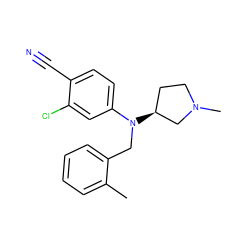 Cc1ccccc1CN(c1ccc(C#N)c(Cl)c1)[C@H]1CCN(C)C1 ZINC000043020786